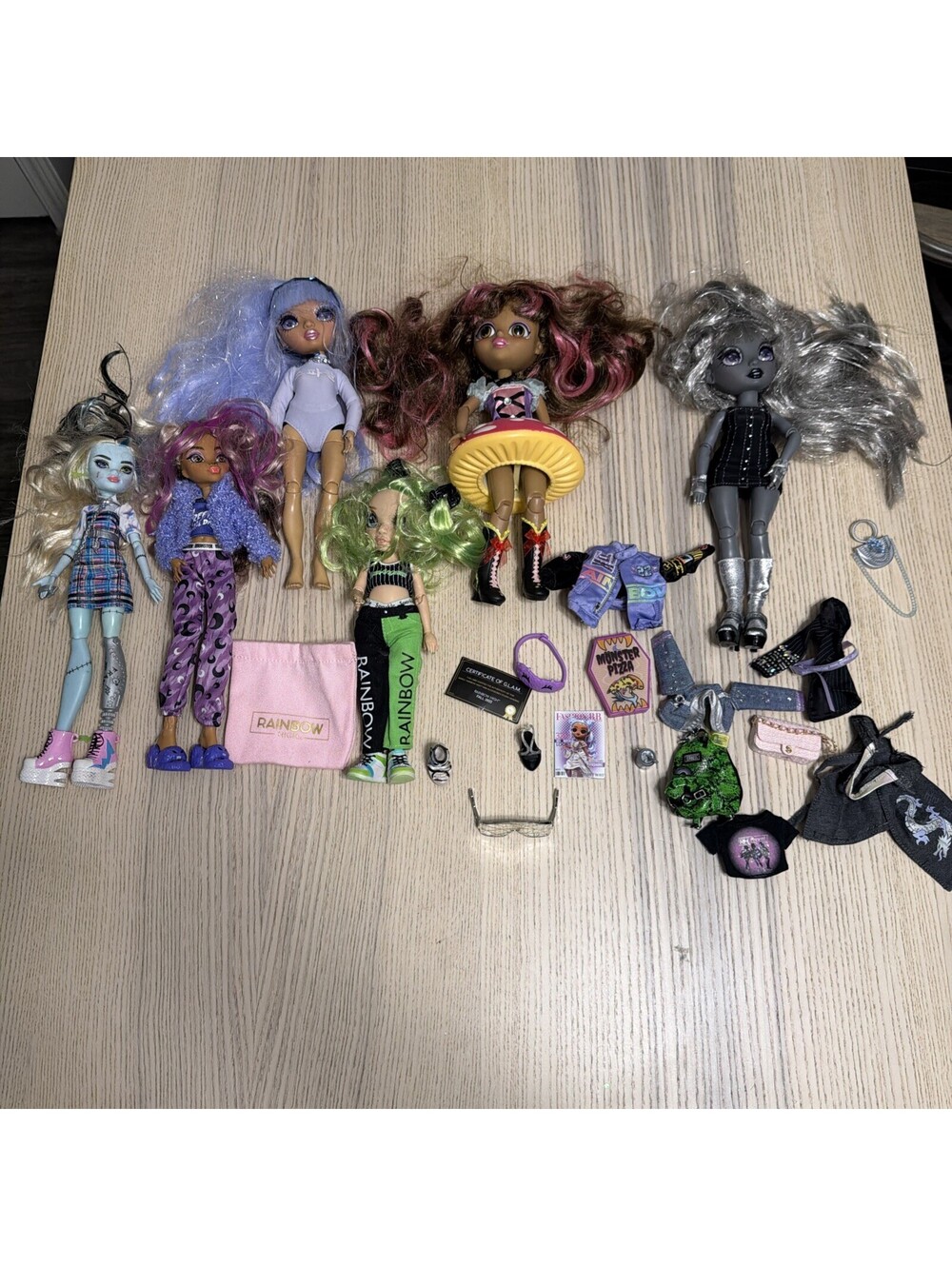 Lot Of 6 Fashion Dolls Monster High Rainbow High Shadow High Fidgie Friends